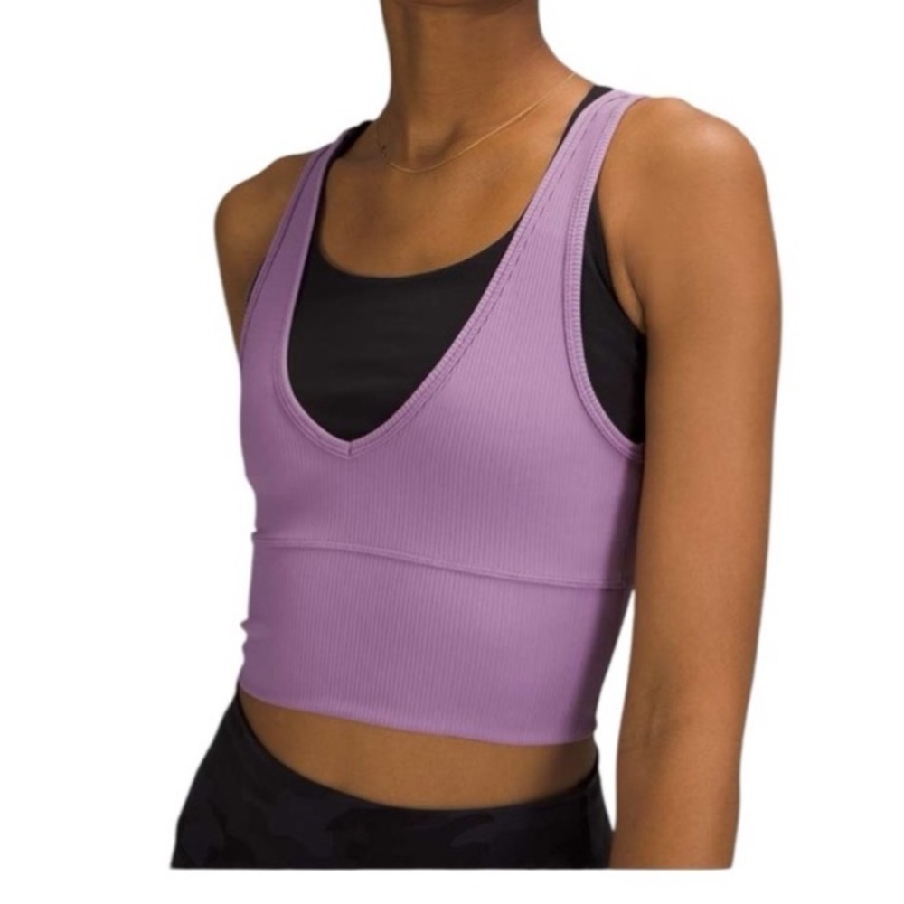 Lululemon Power Pivot Tank Top Ribbed in Wisteria Purple See Measurement
